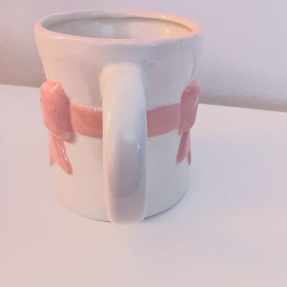 Pink Bow Mug Seeds & Sunshine Coquette Balletcore Ceramic Feminine Girlhood - Picture 3 of 5